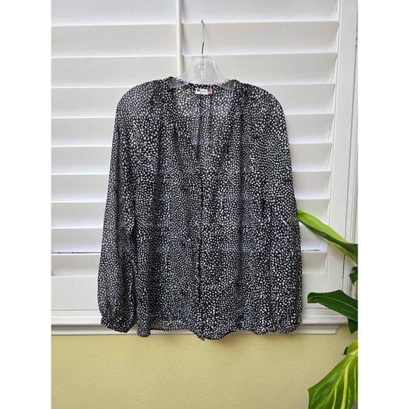 Kut from the Kloth Tops - Kut from the Kloth Black Polka Dot Sheer Longsleeve Top Medium